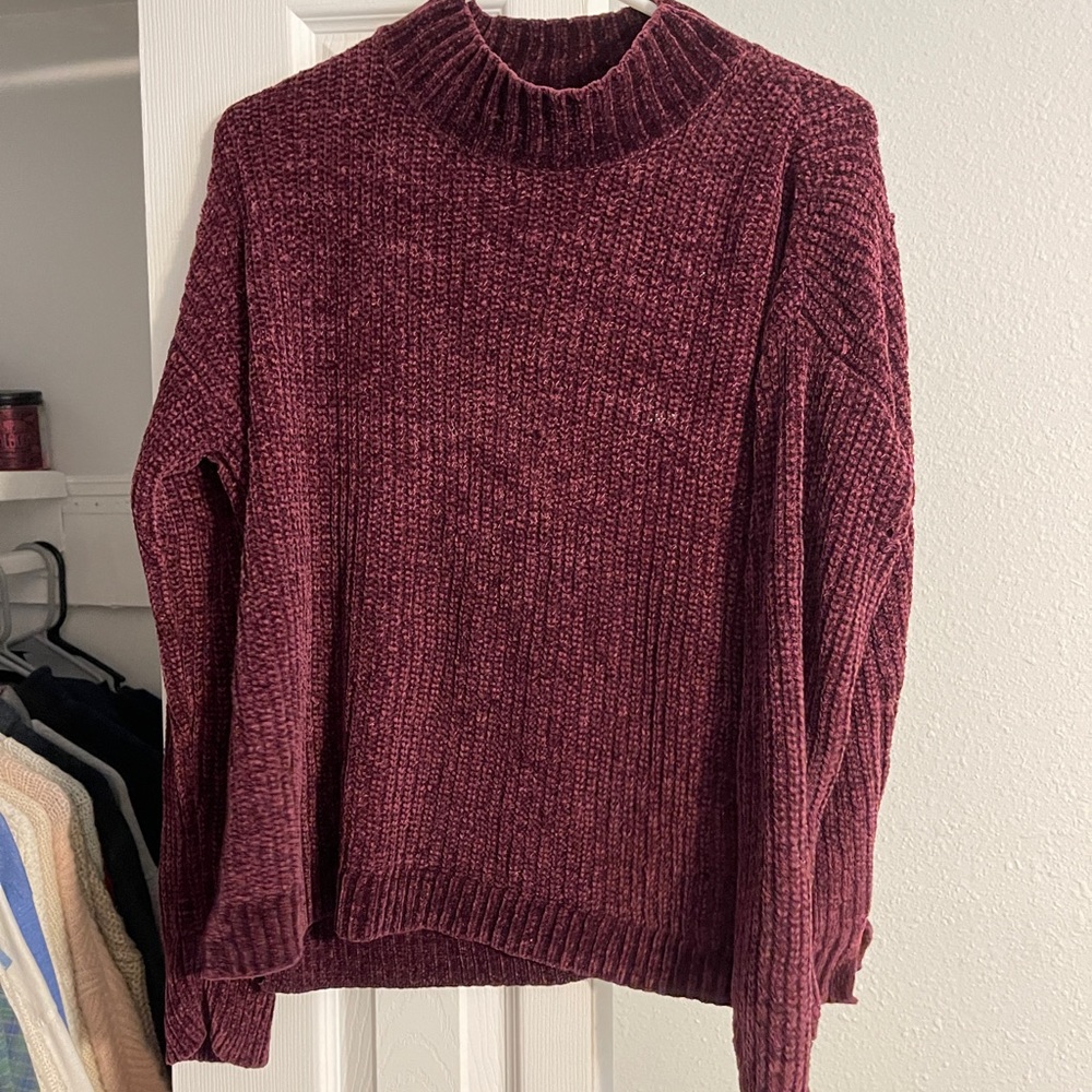 Turtleneck sweater deep red color